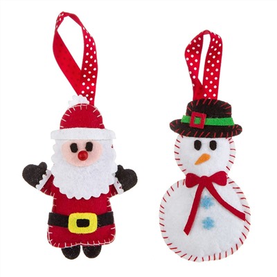 Набор для творчества  BONDIBON. Ёлочные игрушки из фетра своими руками.Снеговичок.Дед Мороз.