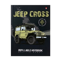 Тетрадь на кольцах, 160 листов в клетку JEEP CROSS, твёрдая обложка, глянцевая ламинация, со сменным блоком