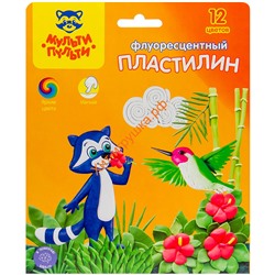 Пластилин восковой флуор. со стеком 8 цв. 120 г "Енот на острове Куба" Мульти-Пульти ФП_11060, ФП_11060