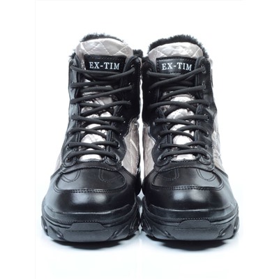 2221-4 BLACK Ботинки подростковые зимние (искусственные материалы) размер 39