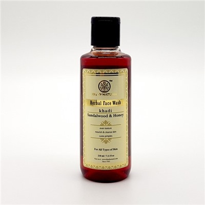 Khadi Sandalwood & Honey Herbal Face Wash Even Texture 210ml / Гель для Умывания Лица для Ровной Текстуры с Сандалом и Мёдом 210мл