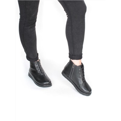 930-01 BLACK Ботинки зимние женские (натуральная кожа, натуральный мех) размер 37