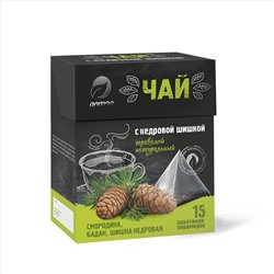 Чайный напиток "Травяной чай с кедровой шишкой", 15 пирамидок по 2,5 г  НОВИНКА