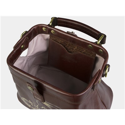 Коньячная кожаная сумка с росписью из натуральной кожи «W0013 Cognac Знакомство2»