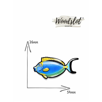 Рыбка синяя с желтым плавником - Брошь/значок - 706