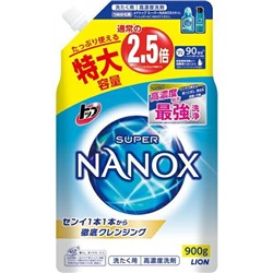 Концентрированное жидкое средство для стирки белья TOP Super NANOX, Lion 900 г (мягкая упаковка)