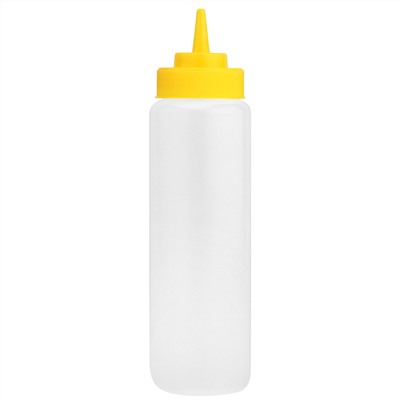Бутылка для масла и соуса пластмассовая 700мл, д6,8см h25,5см, цветная пластмассовая крышка без колпачка в ассортименте: белый, желтый, салатовый, красный, сиреневый, бирюзовый (Китай)