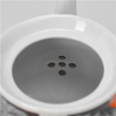 Сервиз чайный керамический на металлической подставке Доляна «Роспись», 13 предметов: 6 чашек 210 мл, 6 блюдец d=14 см, чайник 1 л