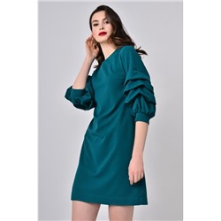 Платье с буфами Зелёное