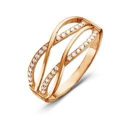 Золотое кольцо с бесцветными фианитами - 510