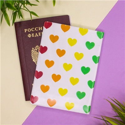 ОБЛОЖКА ДЛЯ ПАСПОРТА "Multicolored hearts", плотность 600 мкм