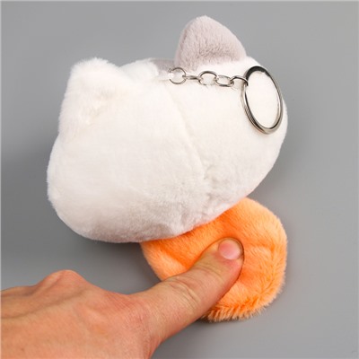 Мягкая игрушка «Котик-кругляш» на брелоке, 11 см, цвет бело-серый
