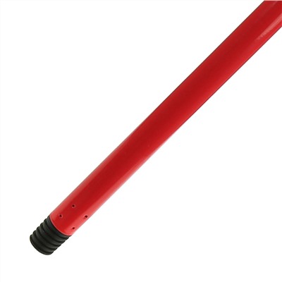 Рукоятка (черенок) для швабры металлическая 116х2,2см "Моно" красный, с пластмассовой резьбой, пластмассовый наконечник (Китай)