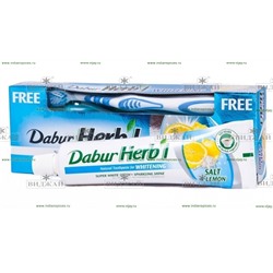 Зубная паста Dabur Herb'l SALT&LEMON (отбел. с солью и лимоном) + зубная щетка