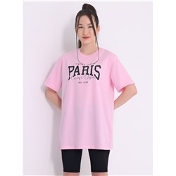 футболка+велосипедки 2ЖЖФВ5722804; светло-розовый14+черный / Париж надпись