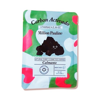 Million Pauline, Успокаивающая тканевая маска для лица с Комплексом Витаминов CARBON ACTIVADO (30г)