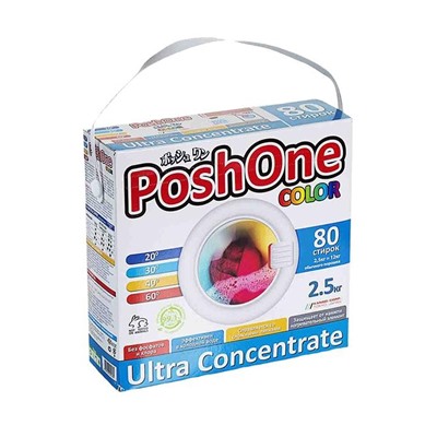Posh one Концентрированный стиральный порошок COLOR с мерной ложечкой, 2.5 кг