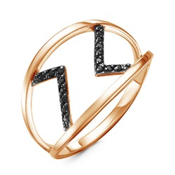 Золотое кольцо с черными фианитами - 672