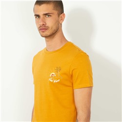 Узкая футболка с вышивкой - желтый