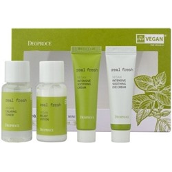 Набор для лица уходовый, REAL FRESH VEGAN MINI KIT, DEOPROCE, 30 мл*2/10 мл*2