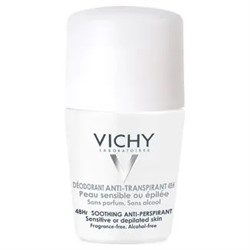 Vichy шариковый успокаивающий антиперспирант для чувствительной кожи или после депиляции, 50 мл