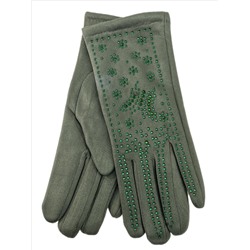 Женские перчатки из велюра, цвет зеленый