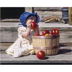 Картина по номерам 40х50 - Девочка с яблоками