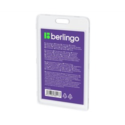Бейдж вертикальный Berlingo "ID 100", 85*55мм, прозрачный, без держателя