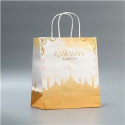 Пакет подарочный крафтовый, упаковка, Ramadan kareem, 22 х 25 х 12 см