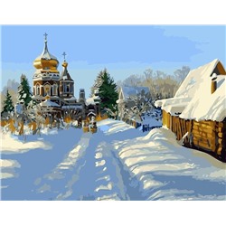 Картина по номерам 40х50 - Зима в русской деревне