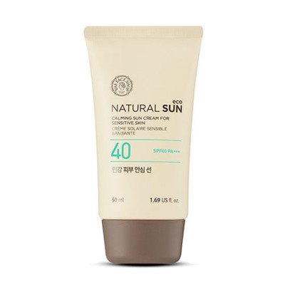 THE FACE SHOP Natural Sun Eco Успокаивающий солнцезащитный крем для чувствительной кожи SPF40, PA+++