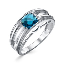 Серебряное кольцо с голубым фианитом - 1353