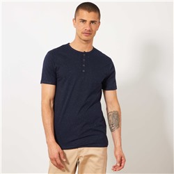 Узкая футболка с воротом на пуговицах Eco-conception - голубой