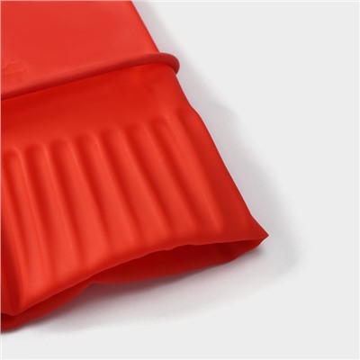 Перчатки хозяйственные латексные Доляна, размер S, длинные манжеты, цвет красный