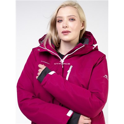 Женская зимняя горнолыжная куртка большого размера малинового цвета 11982M