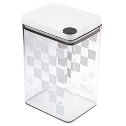 "Шахматы" Банка для сыпучих продуктов пластмассовая 1,1л, 10,5х8,5см, h16,5см, прозрачный, с деколью, прижимная крышка с силиконовым уплотнителем, в п/эт пакете (Китай)