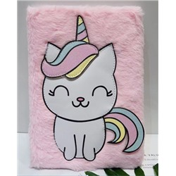 Блокнот плюшевый «Cartoon unicorn», pink, 21,5х15 см, плотность 70 гр.