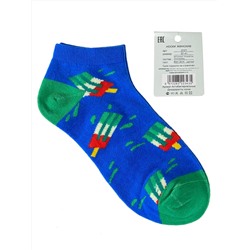 Женские носки с принтом, хлопок-эластан-полиамид, цвет синий с зелёным