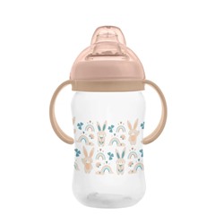 Бутылочка поильник "Bunny" с силиконовым носиком и ручками, beige (270 ml)