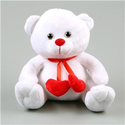 Мягкая игрушка «Медведь», с сердечками, 21 см, цвет белый