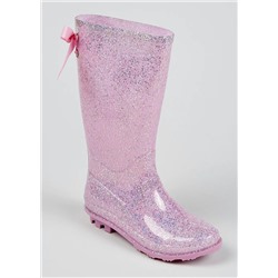 Girls Pink Ribbon Glitter Wellies (Younger 10-Older 5)