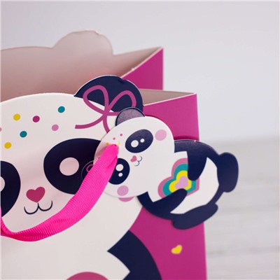 Пакет подарочный (S) "Cute panda with heart", pink (18*23*10)