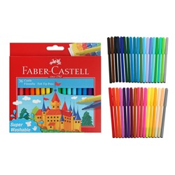 Фломастеры Faber-Castell «Замок» смываемые, в картонной коробке с европодвесом, 36 цветов