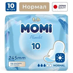 Гигиенические прокладки дневные Plumelet, Momi, Normal, 245 мм, 10 шт., 3 капли