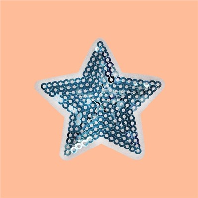 Термоаппликация «Звезда», с пайетками, 5,2 × 5,2 см, цвет голубой