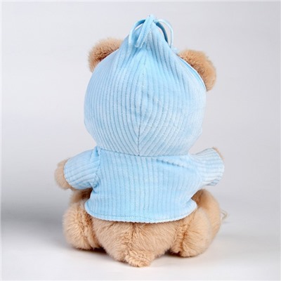 Подарочный набор: мягкая игрушка «Медвежонок» + держатель для пустышки, голубой