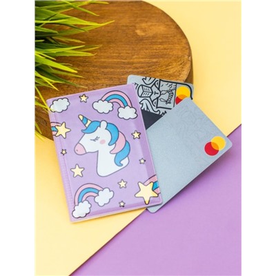 Держатель для карт-книжка "Unicorn head purple" (7 х 10 см)