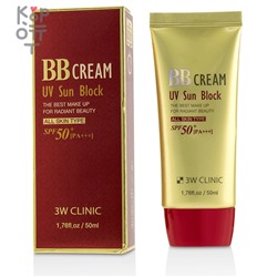 3W Clinic BB Cream UV Sun Block SPF50+PA+++ - Солнцезащитный ВВ крем для лица с экстрактом Камелии 50мл.,