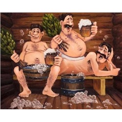 Картина по номерам 40х50 - Мужики в бане