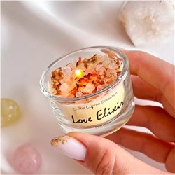 Радуга Самоцветов Свеча Love Elixir "Любовь" Розовый кварц, Роза (привлечение любви)